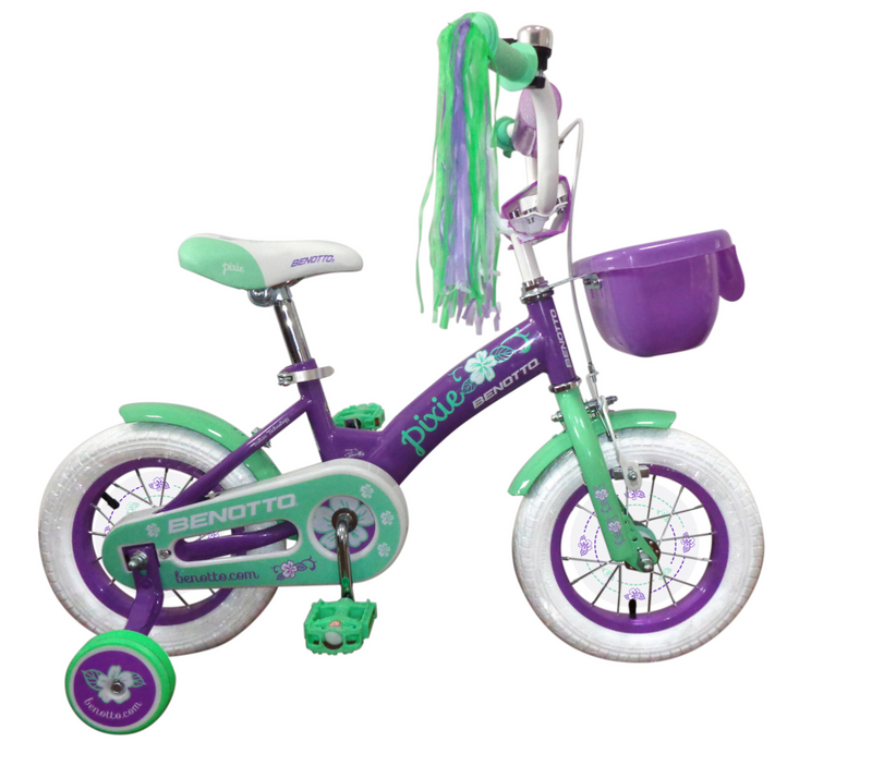 BENOTTO Bicicleta Infantil PIXIE R12 1V. Niña Frenos Caliper/Contrapedal Acero Morado/Aqua Talla:UN
